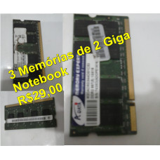 Memória Ram notebook 2 Giga (3 Unidades)