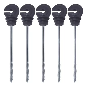 Isolador Gancho Longo Cerca Eletrica Rural Pacote 10 Unidades Cor Preto