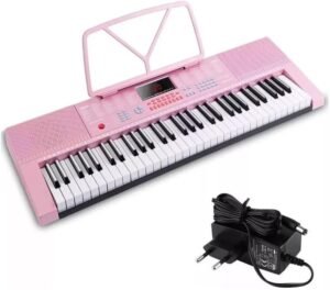 TECLADO MUSICAL MODELO M-T1280PK 300 TIMBRES 300 RITMOS ROSA